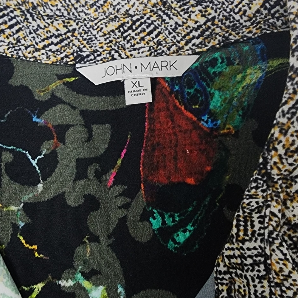 John Mark Multicolor Patchwork Button Down Shirt - image 4